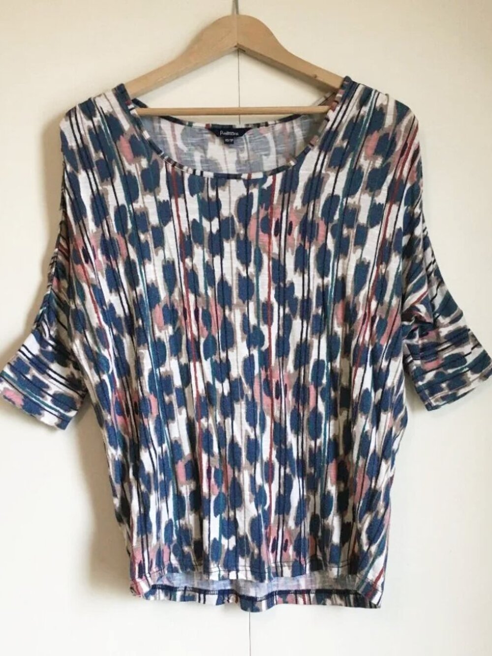 Reitmans Multicolour Abstract Print Dolman Sleeve Rayon Top - XS Artistwear